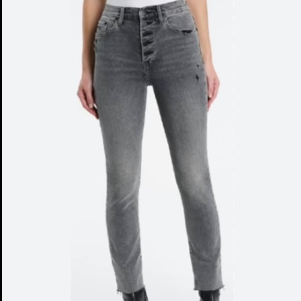 Pistola Women's Gray Distressed Button Fly Raw Hem Jeans Size 25